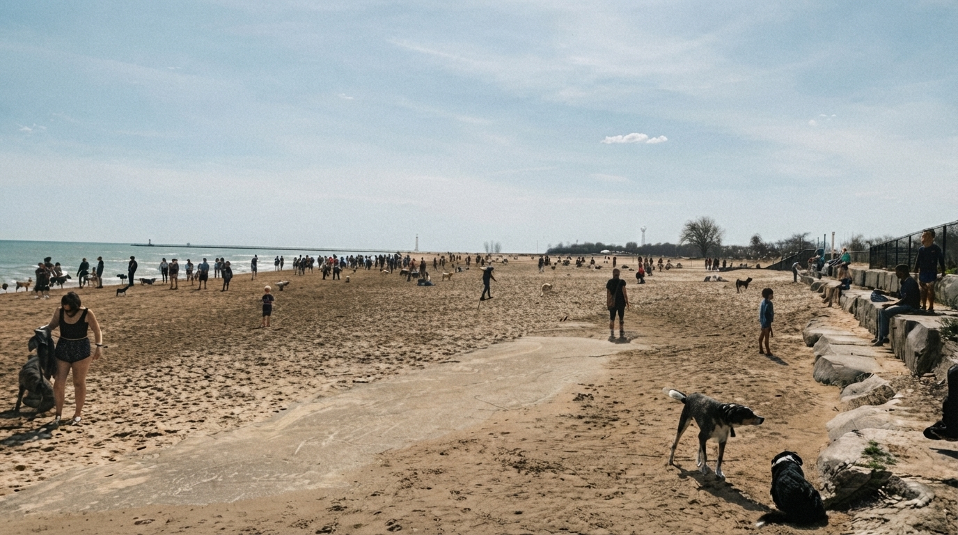Editorial illustration for Chicago Dog Parks Compared: Where to Find Water, Small-Dog Areas, and Off-Leash Fun