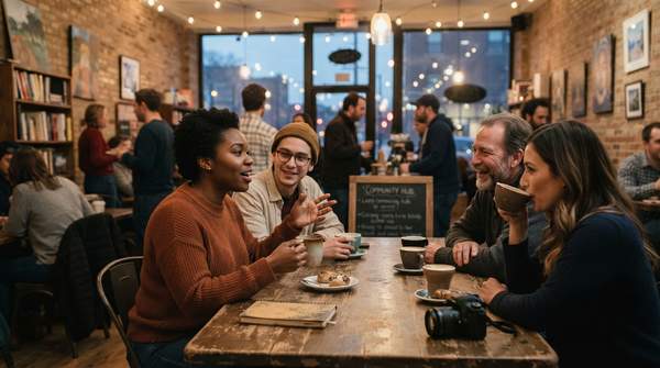 Editorial illustration for Chicago's Coffee Community Hubs: Where Ambiance Meets Events