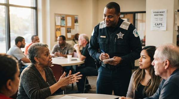 Editorial illustration for Getting Involved in Chicago Community Policing: Who to Talk To and Where to Show Up