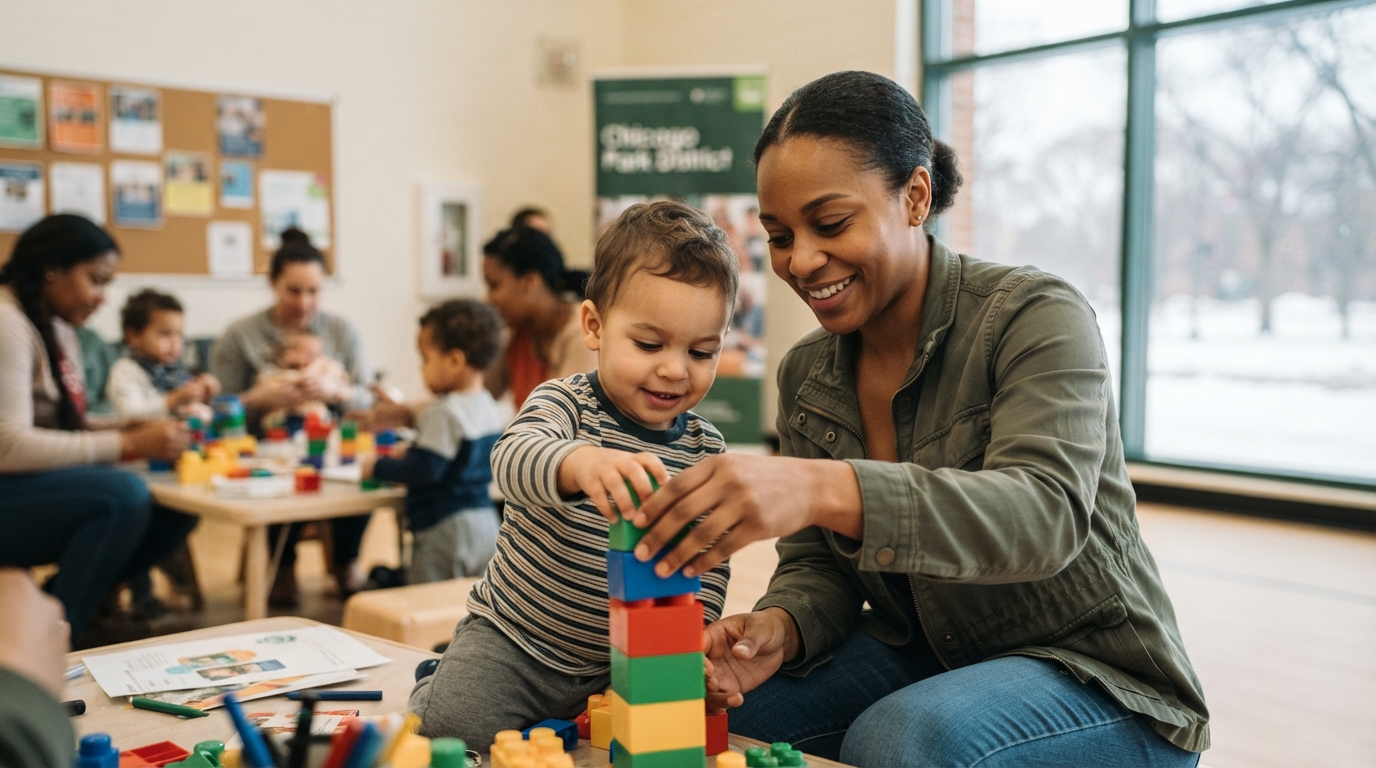 Editorial illustration for How to Register Your Toddler for Chicago Park District Programs: A Parent's Checklist